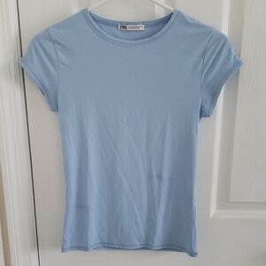 ZARA Pale Blue Short Sleeve Crewneck Tee